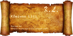 Kőmives Lili névjegykártya